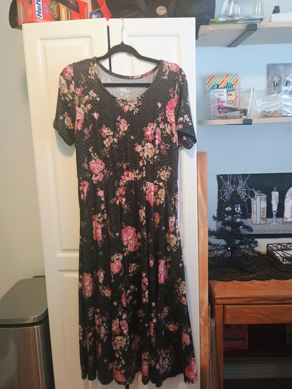 torrid Black Maxi Dress with Pink and Cream Floral Print